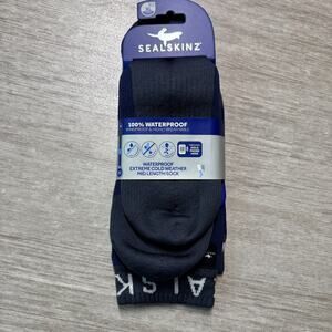 Sealskinz XL Waterproof Extreme Cold Weather Mid Length Socks Gray Blue NWT